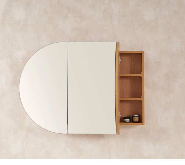900mm AMBER Oval Shaving Cabinet Mirror Rosewood