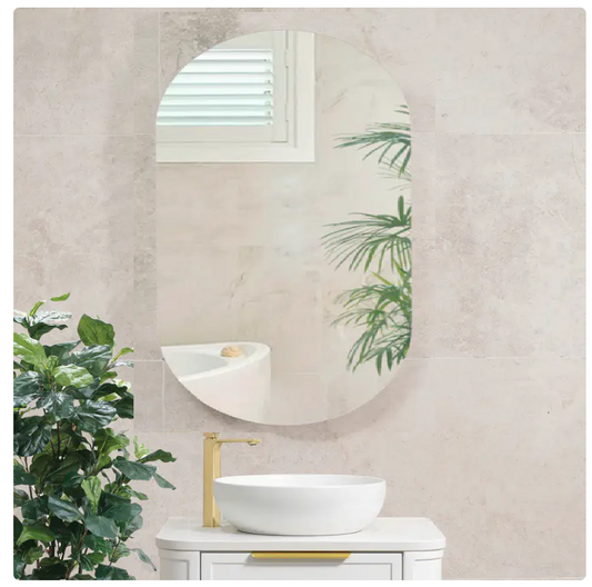 Oval Shaving Cabinet 600mm Wide x 900mm Matte White