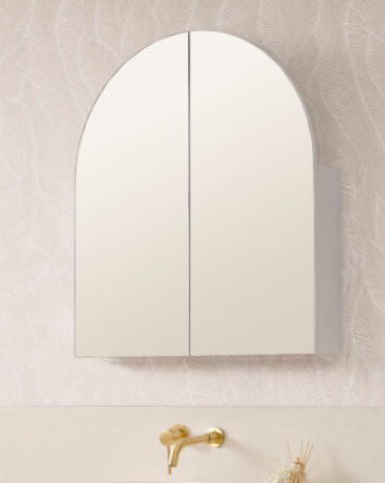 800mm wide 1/2 Moon Arch Shaving Cabinet Matte White
