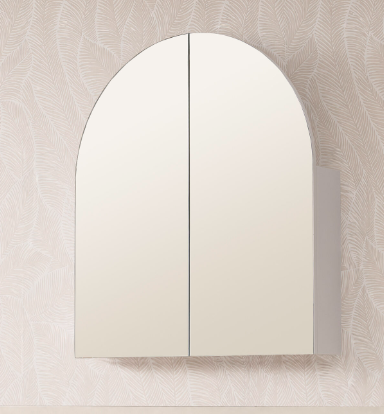 800mm wide 1/2 Moon Arch Shaving Cabinet Matte White