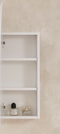 800mm wide 1/2 Moon Arch Shaving Cabinet Matte White