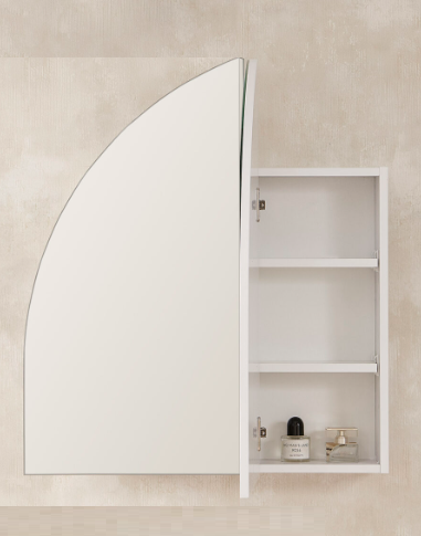 800mm wide 1/2 Moon Arch Shaving Cabinet Matte White