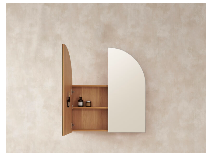 800mm wide 1/2 Moon Arch Shaving Cabinet Rosewood