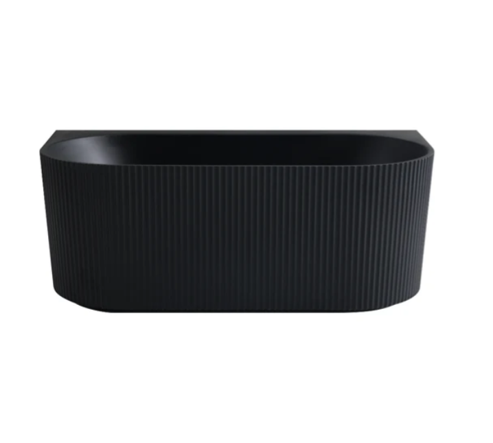 Matte Black Back to Wall Fluted 1500mm Bath