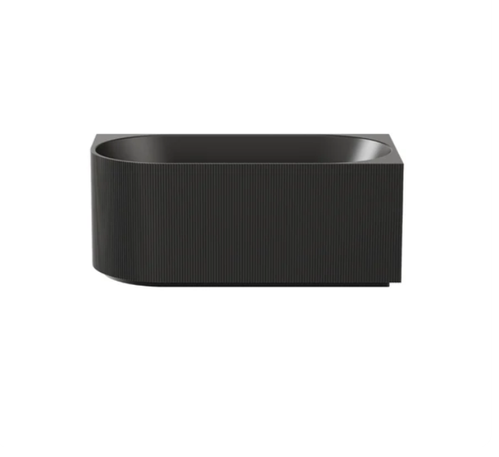 Matte Black Right Hand Corner Fluted 1500mm Bath