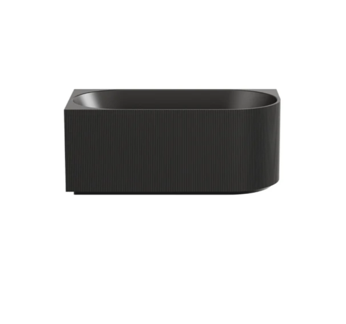 Matte Black Left Hand Corner Fluted 1500mm Bath