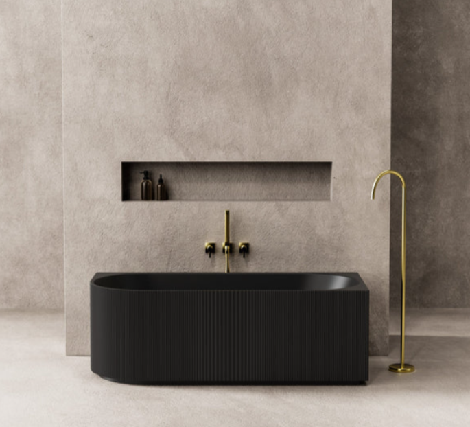 Matte Black Right Hand Corner Fluted 1500mm Bath