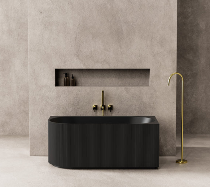 Matte Black Right Hand Corner Fluted 1500mm Bath
