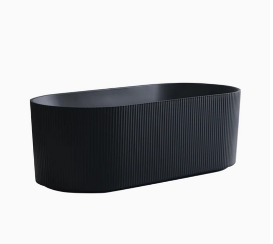 Matte Black Oval Fluted 1500 Freestanding Bath