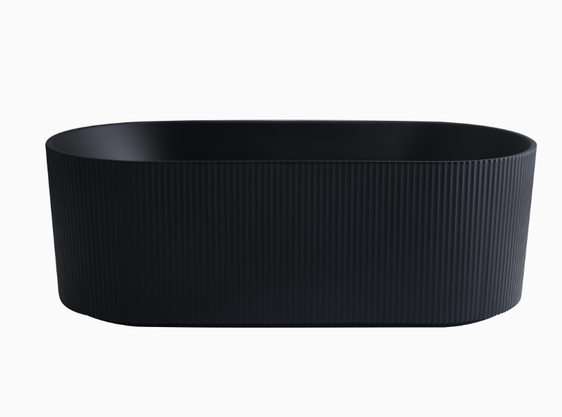 Matte Black Oval Fluted 1500 Freestanding Bath