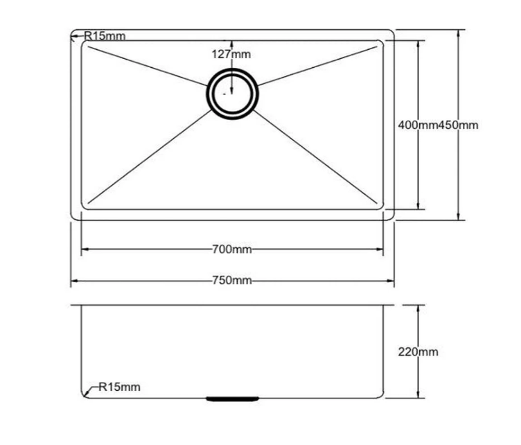 750*450*220mm Stainless Sink