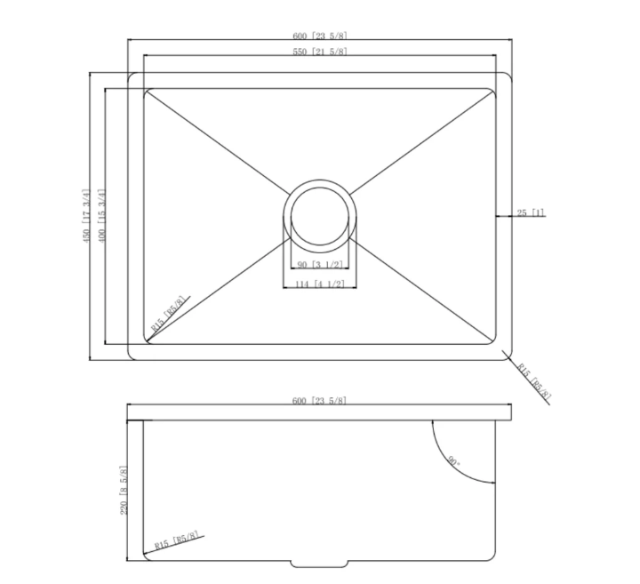 600*450*220mm Stainless Sink