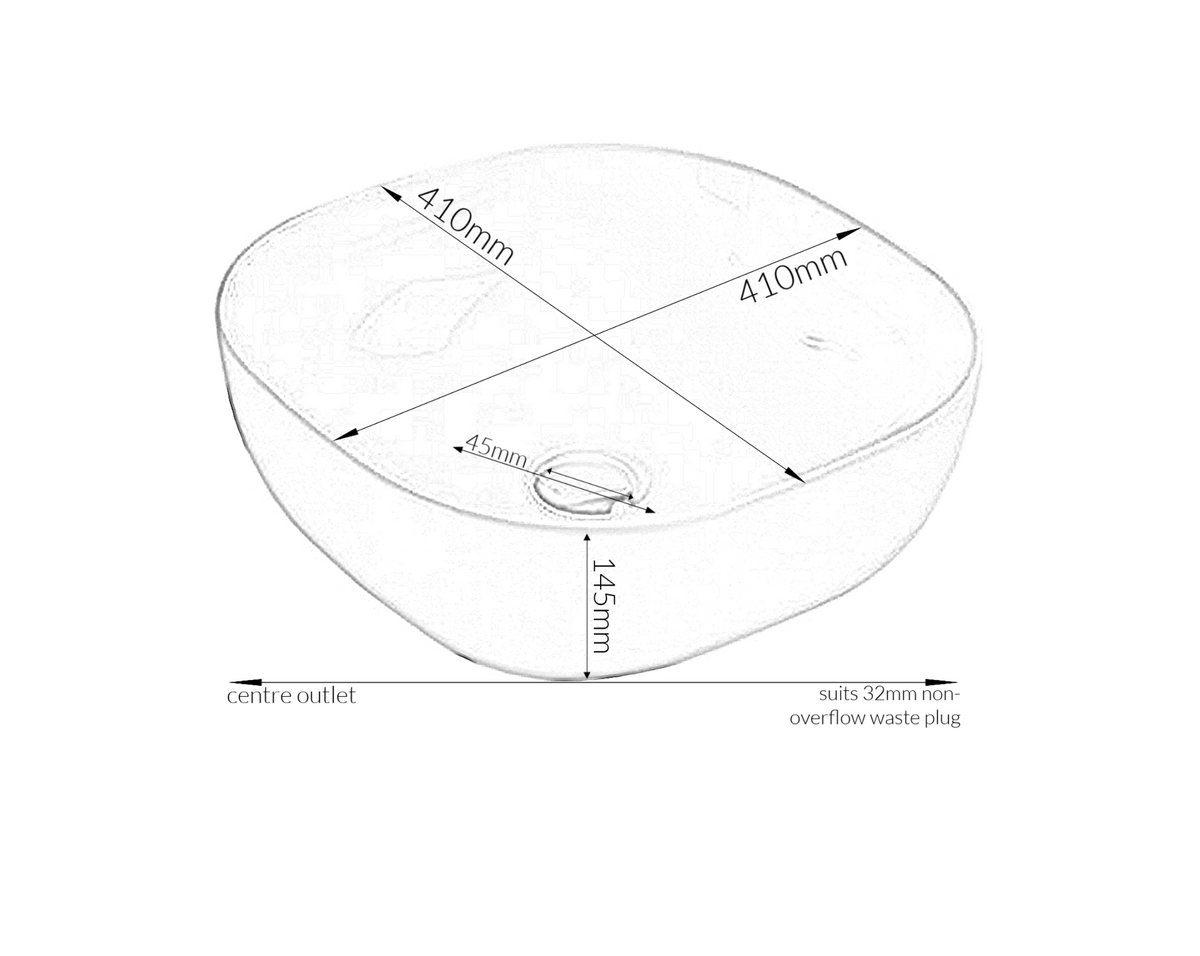 410*410*145 KHEUB FEATHER EDGE LIGHT GREY MATTE SQUARE CURVE BASIN