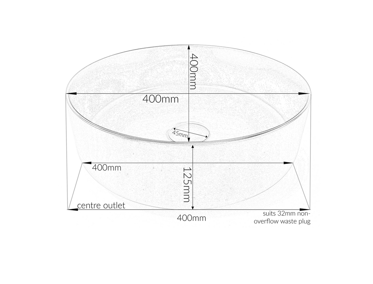 400*400*125 KHEUB FEATHER EDGE BLACK MATTE ROUND BASIN