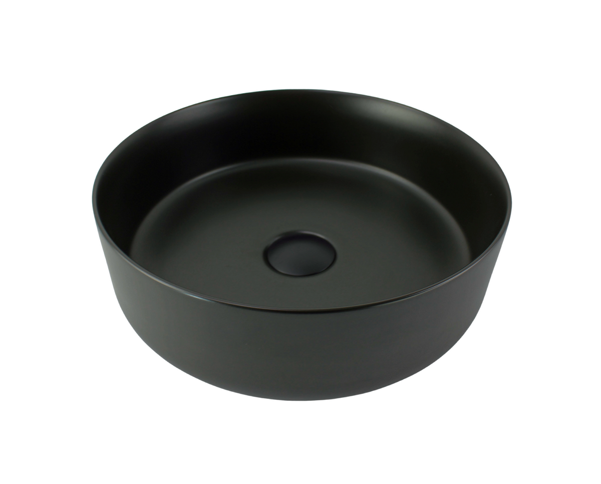 400*400*125 KHEUB FEATHER EDGE BLACK MATTE ROUND BASIN