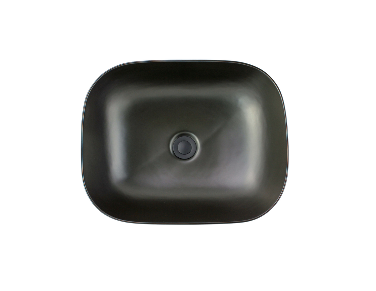 505*405*145 FEATHER EDGE BLACK MATTE RECTANGLE CURVE BASIN