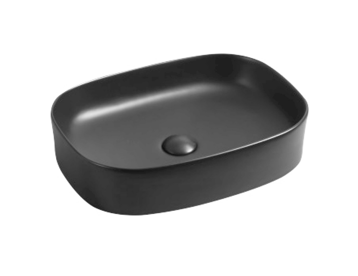 510*370*120 SQUARE CURVED RECTANGULAR BLACK MATTE BASIN