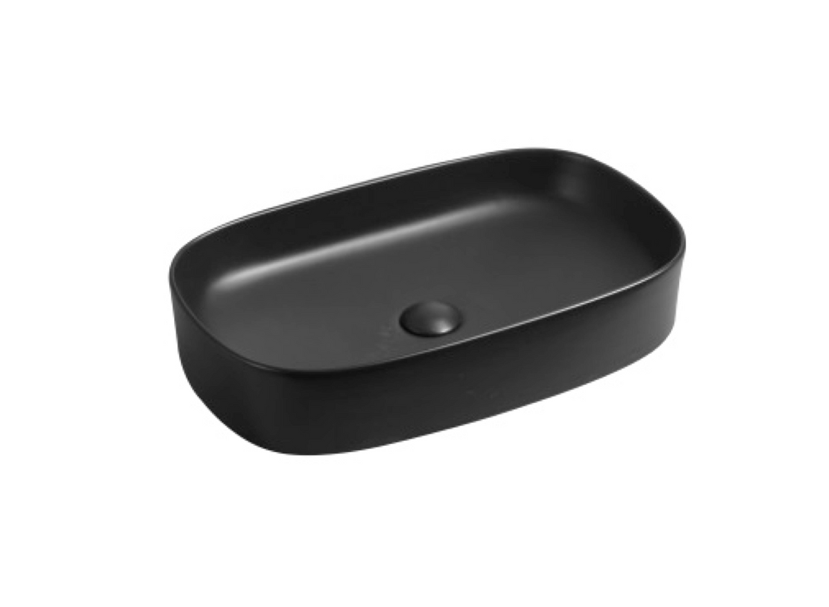 610*375*120 SQUARE CURVED MATTE BLACK LARGE RECTANGULAR BASIN