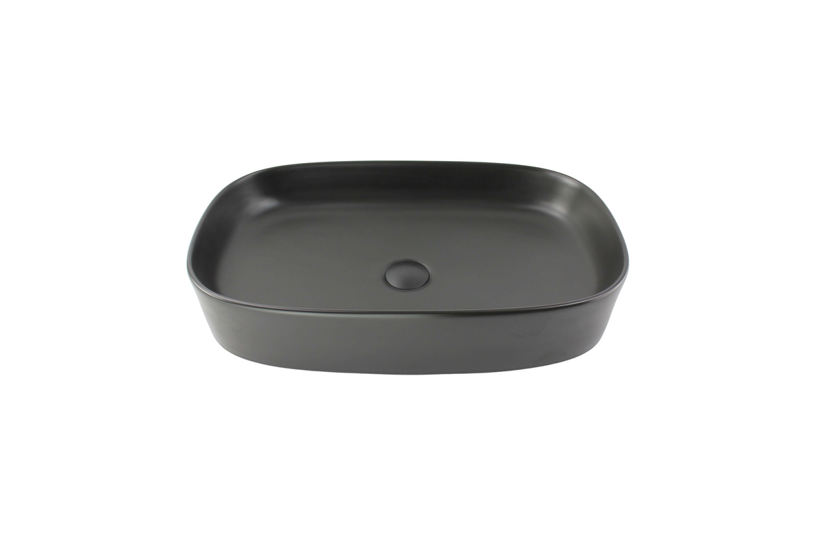 610*375*120 SQUARE CURVED MATTE BLACK LARGE RECTANGULAR BASIN
