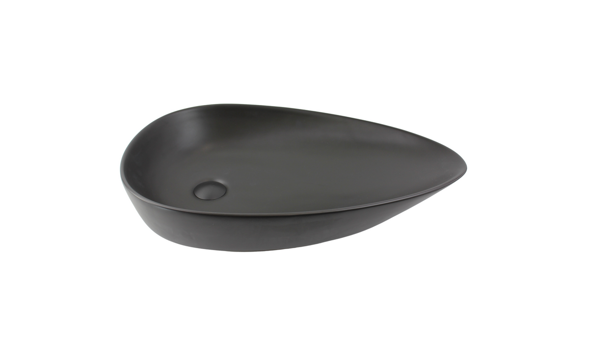 650*390*135 TEAR DROP CURVED MATTE BLACK BASIN