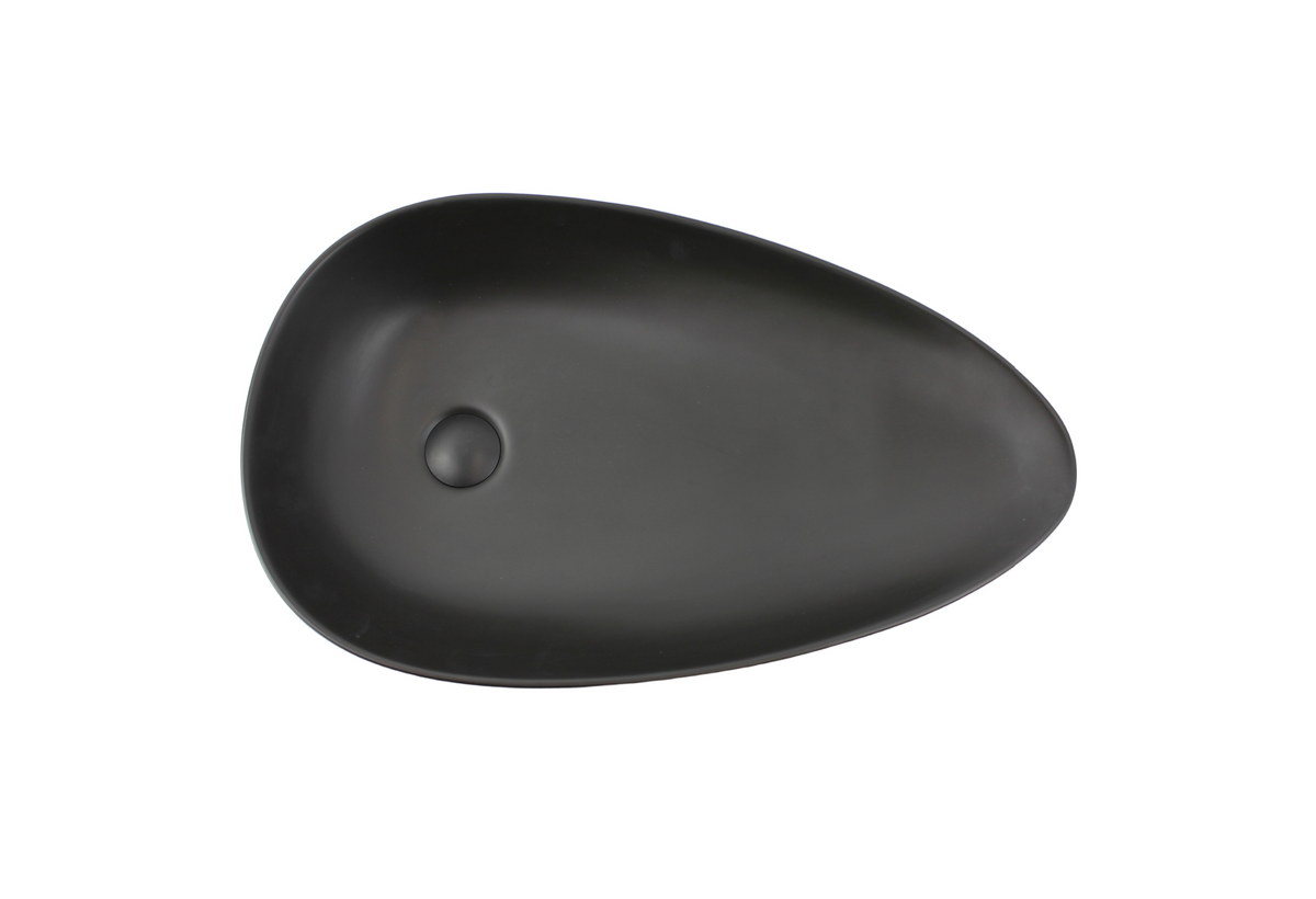 650*390*135 TEAR DROP CURVED MATTE BLACK BASIN