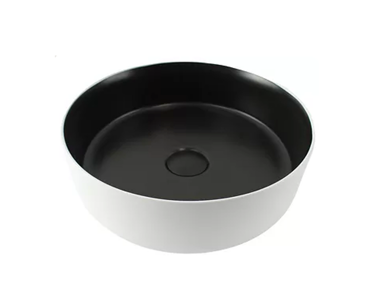 355*355*120 FEATHER EDGE BLACK WHITE ROUND COMPACT BASIN