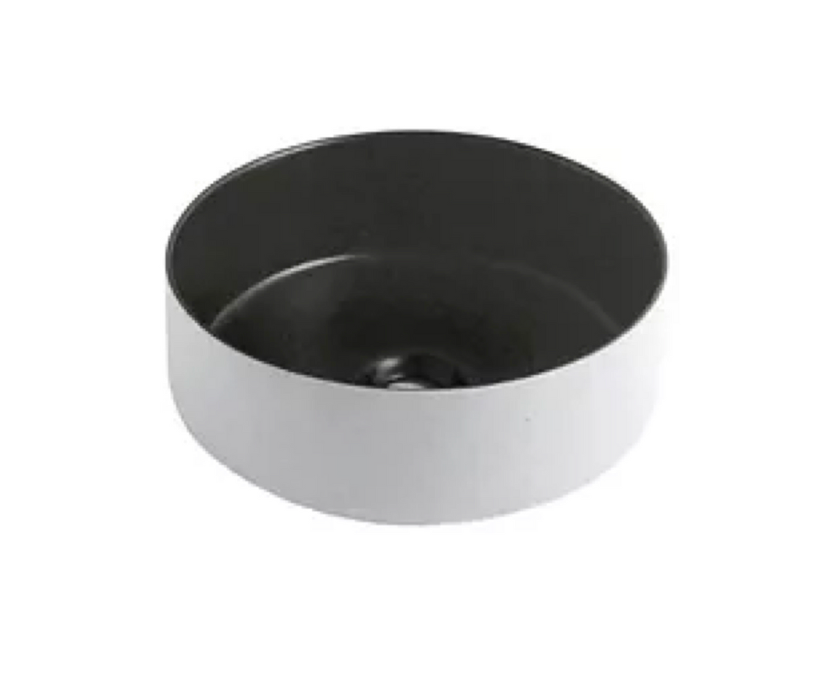 355*355*120 FEATHER EDGE BLACK WHITE ROUND COMPACT BASIN