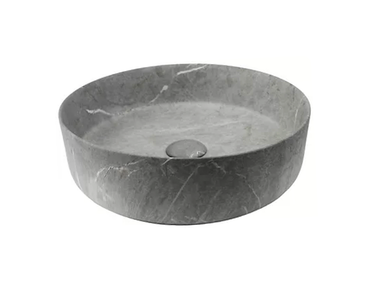 400x400x125 KHEUB FEATHER EDGE MATTE GREY VEIN ROUND COMPACT BASIN