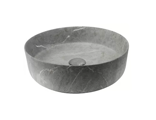 400x400x125 KHEUB FEATHER EDGE MATTE GREY VEIN ROUND COMPACT BASIN
