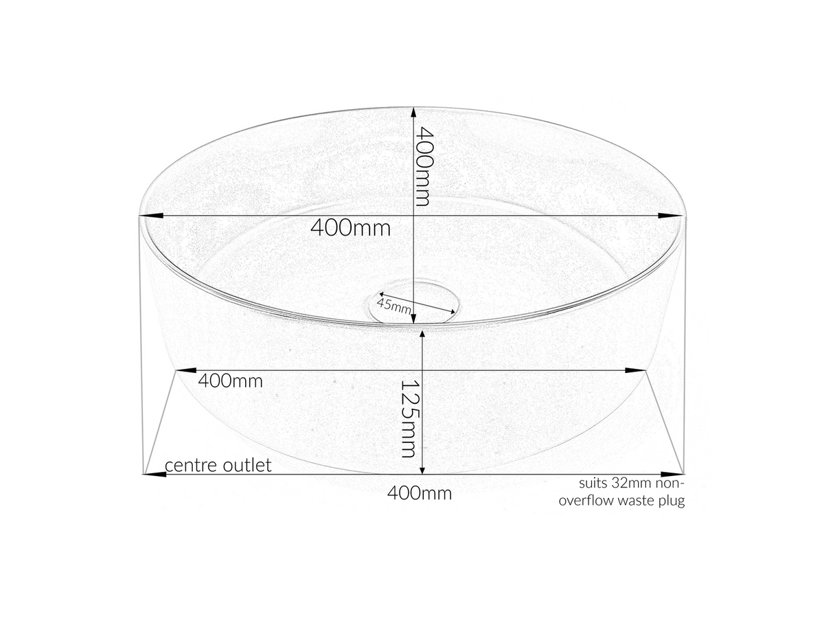 400x400x125 KHEUB FEATHER EDGE MATTE GREY VEIN ROUND COMPACT BASIN