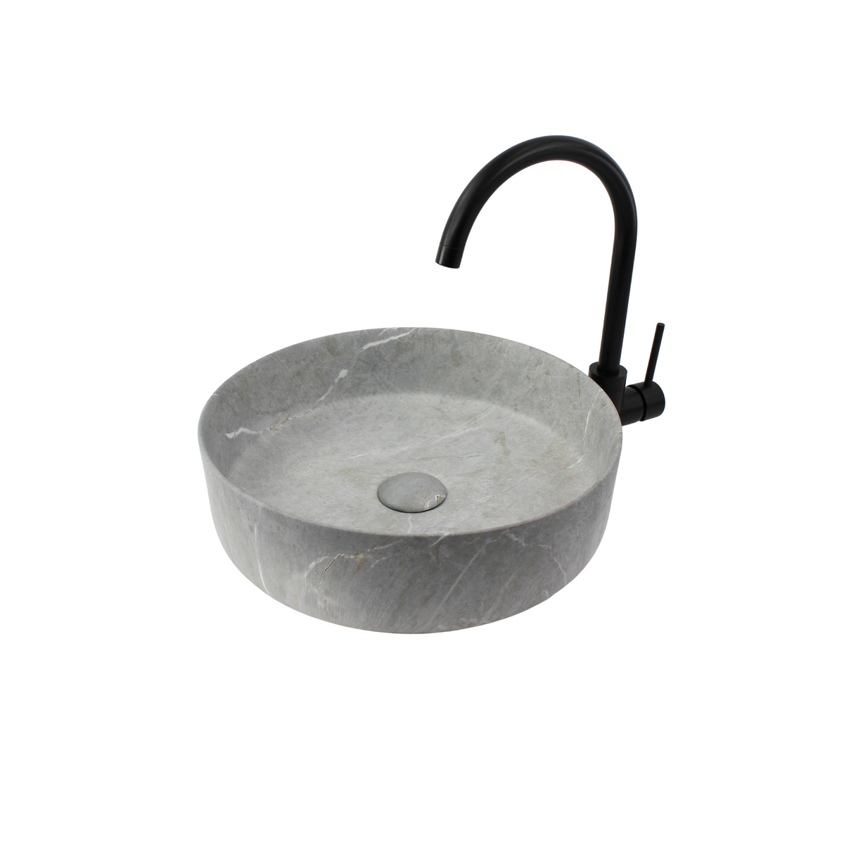 400x400x125 KHEUB FEATHER EDGE MATTE GREY VEIN ROUND COMPACT BASIN
