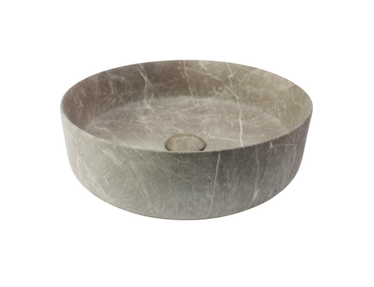 400*400*125 KHEUB FEATHER EDGE MATTE BROWN VEIN ROUND COMPACT BASIN