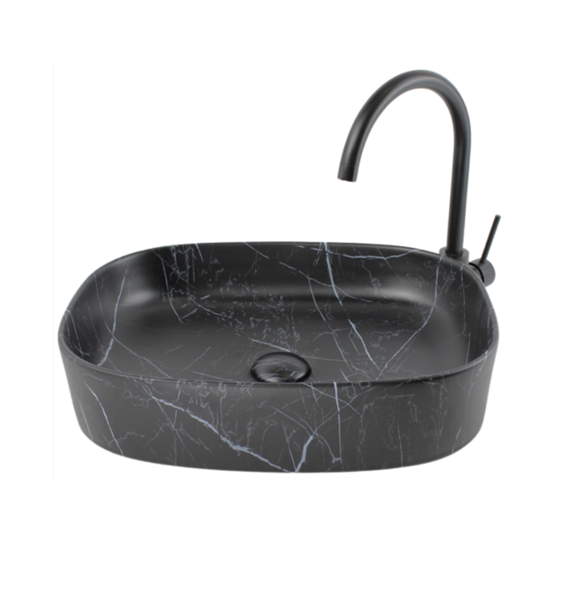 610*375*120 SQUARE CURVED RECTANGULAR MATTE BLACK VEIN LARGE BASIN