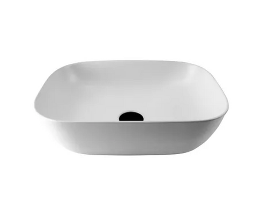 460*320*135 FEATHER EDGE WHITE MATTE RECTANGLE CURVE COMPACT BASIN