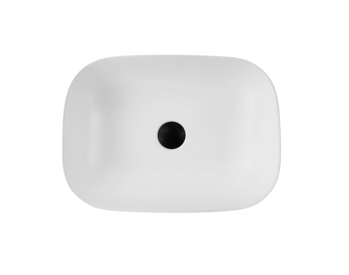 460*320*135 FEATHER EDGE WHITE MATTE RECTANGLE CURVE COMPACT BASIN