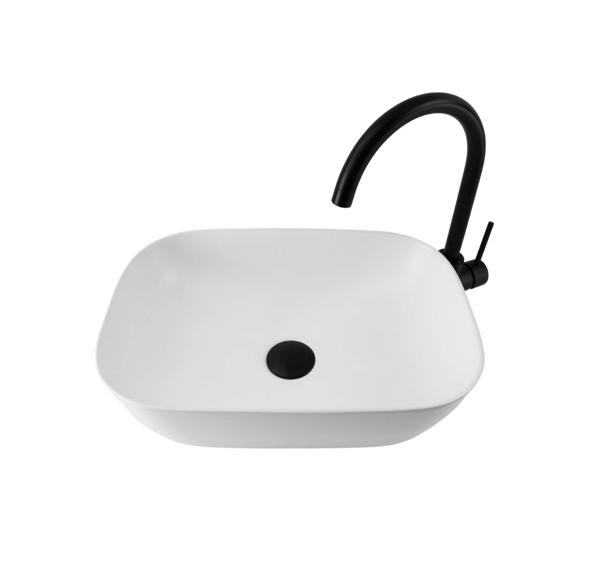 460*320*135 FEATHER EDGE WHITE MATTE RECTANGLE CURVE COMPACT BASIN