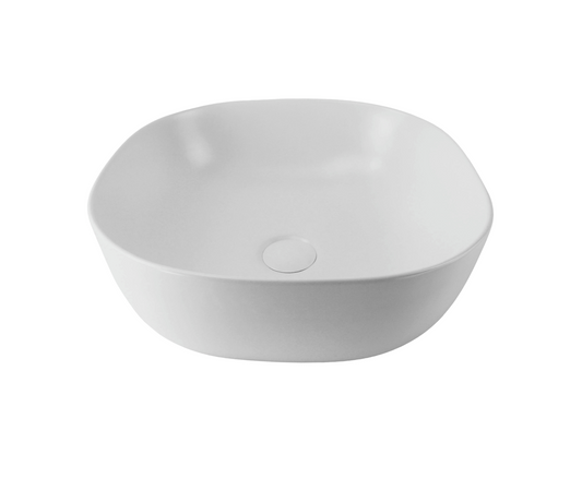 425*425*145 KHEUB FEATHER EDGE MATTE WHITE SQUARE CURVE BASIN