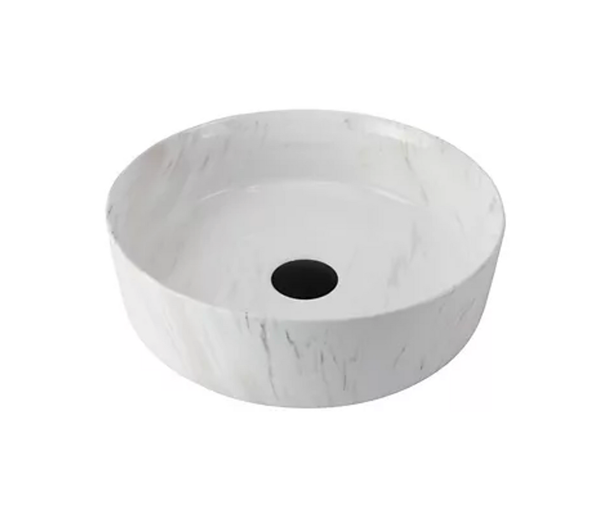365*365*125 FEATHER EDGE CARRARA GLOSS MARBLE ROUND BASIN