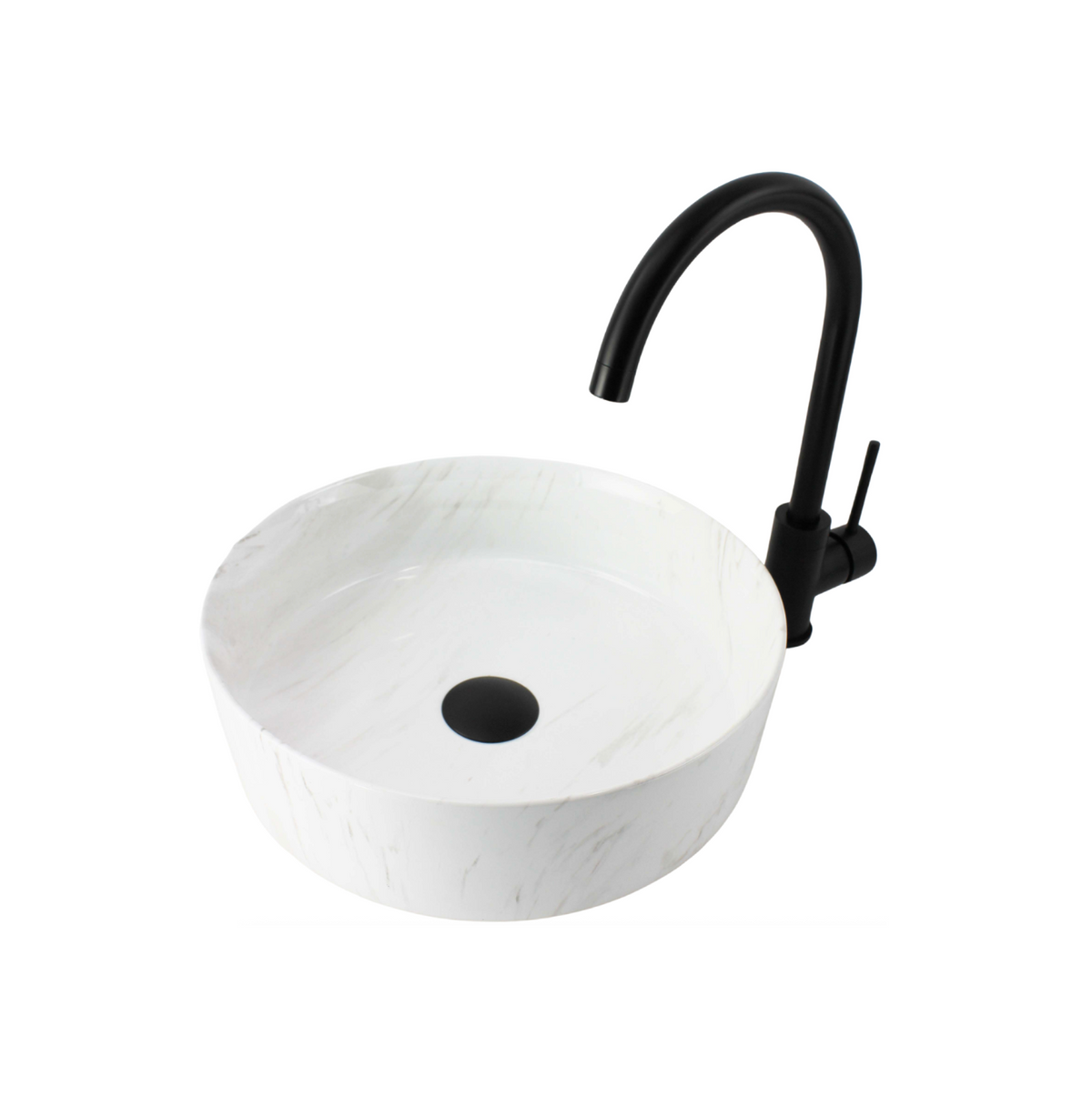 365*365*125 FEATHER EDGE CARRARA GLOSS MARBLE ROUND BASIN