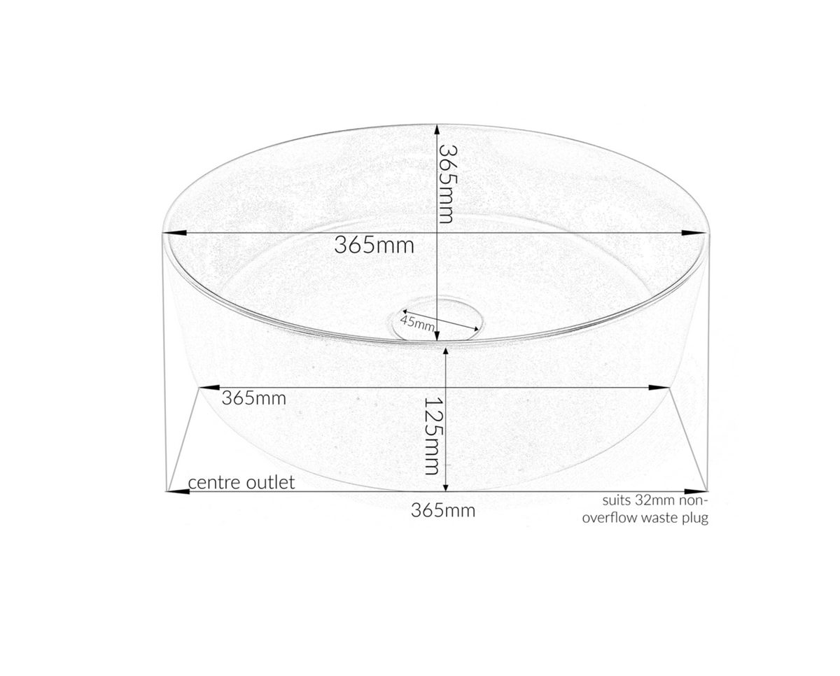 365*365*125 FEATHER EDGE CARRARA GLOSS MARBLE ROUND BASIN