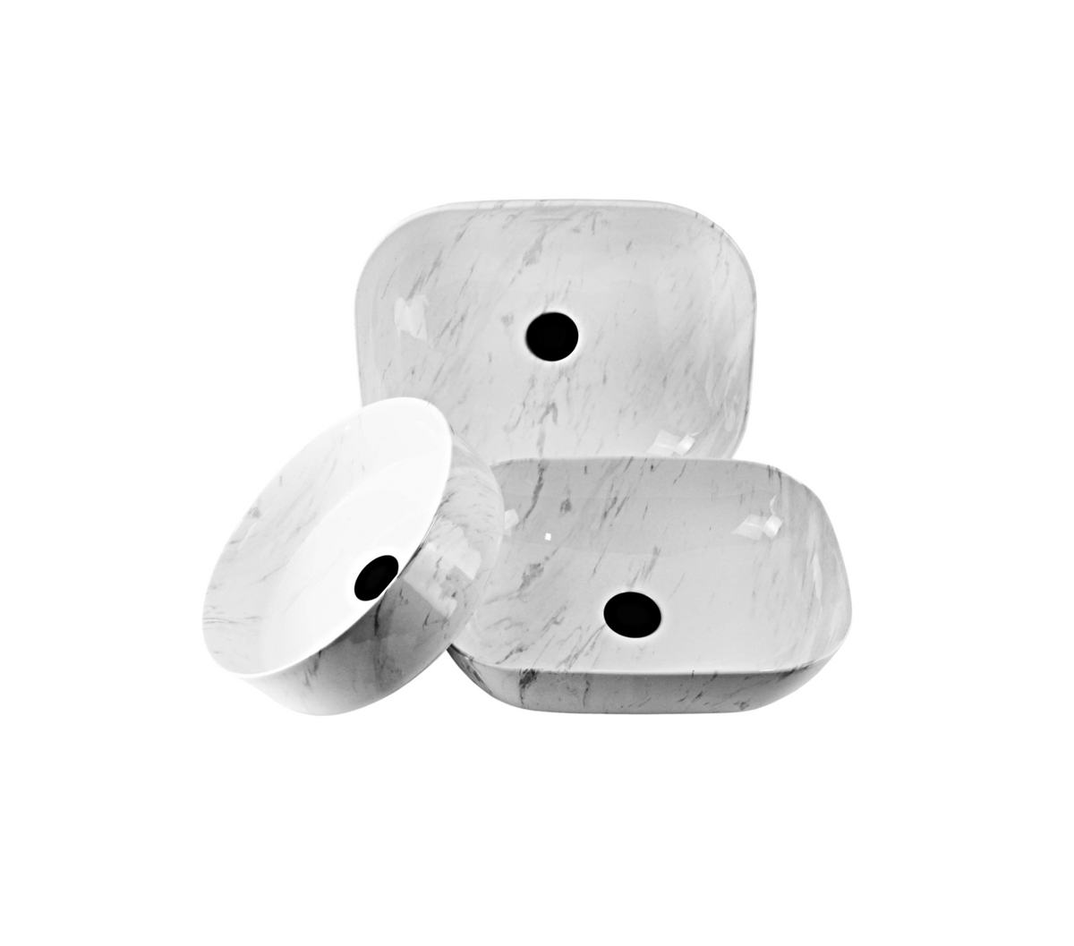 365*365*125 FEATHER EDGE CARRARA GLOSS MARBLE ROUND BASIN
