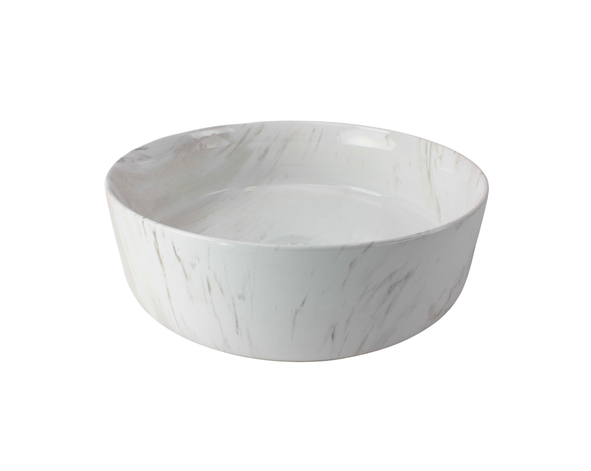 400*400*125 KHEUB FEATHER EDGE CARRARA GLOSS MARBLE ROUND BASIN