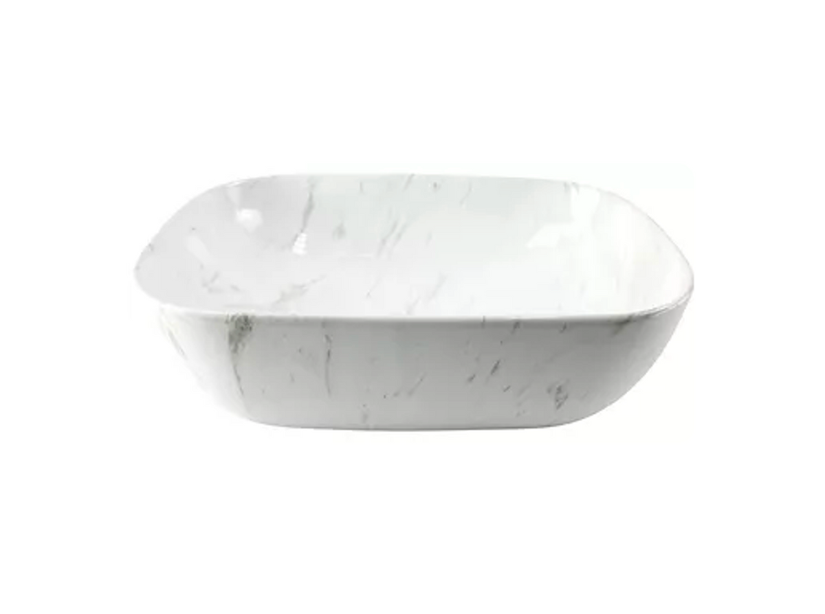 460*320*135 FEATHER EDGE GLOSS CARRARA RECTANGLE CERAMIC BASIN
