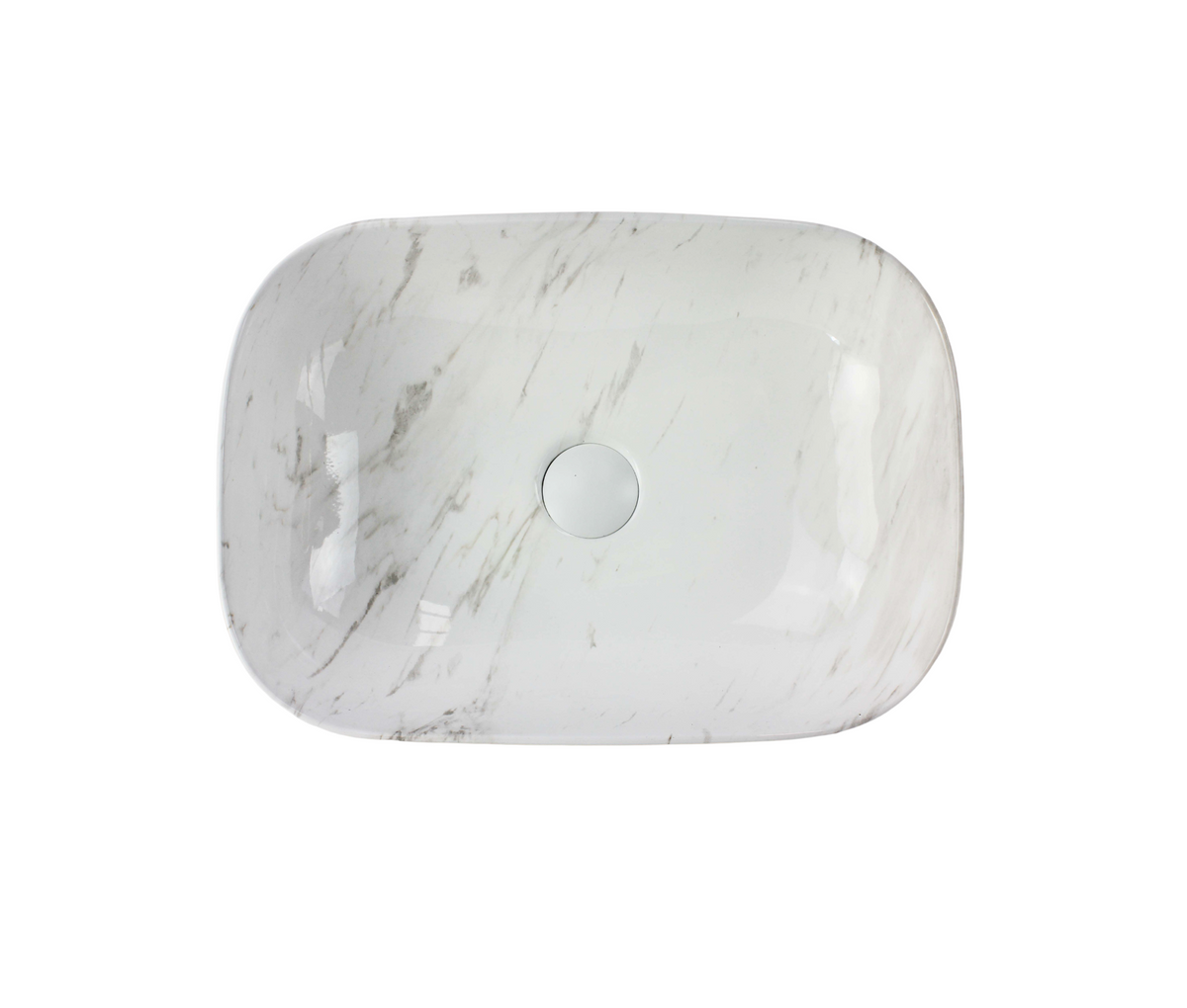 460*320*135 FEATHER EDGE GLOSS CARRARA RECTANGLE CERAMIC BASIN