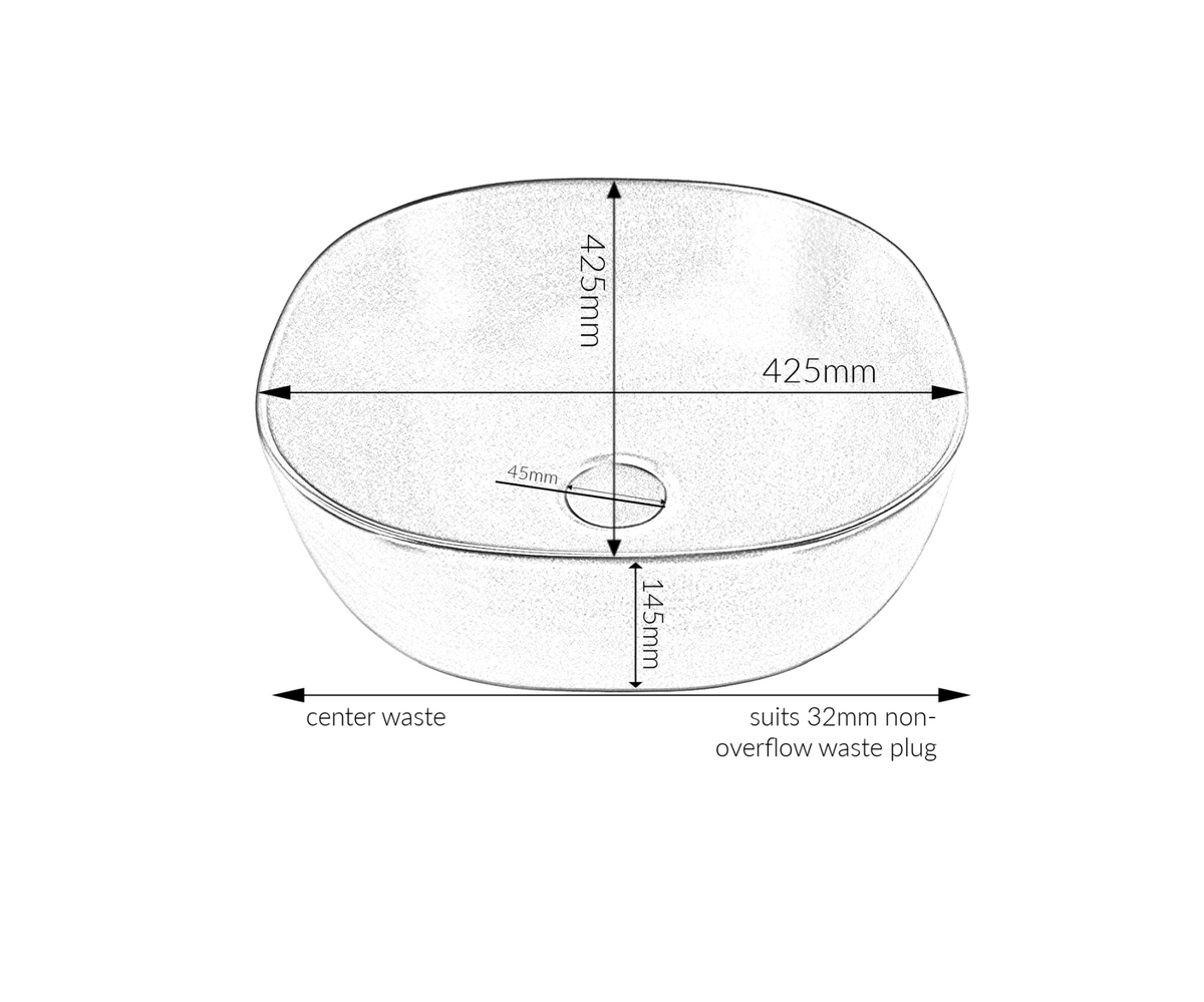 425*425*145 FEATHER EDGE SQUARE CURVE CARRARA GLOSS BASIN