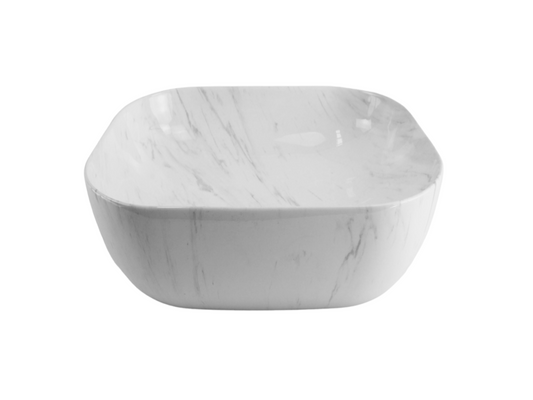 425*425*145 FEATHER EDGE SQUARE CURVE CARRARA GLOSS BASIN