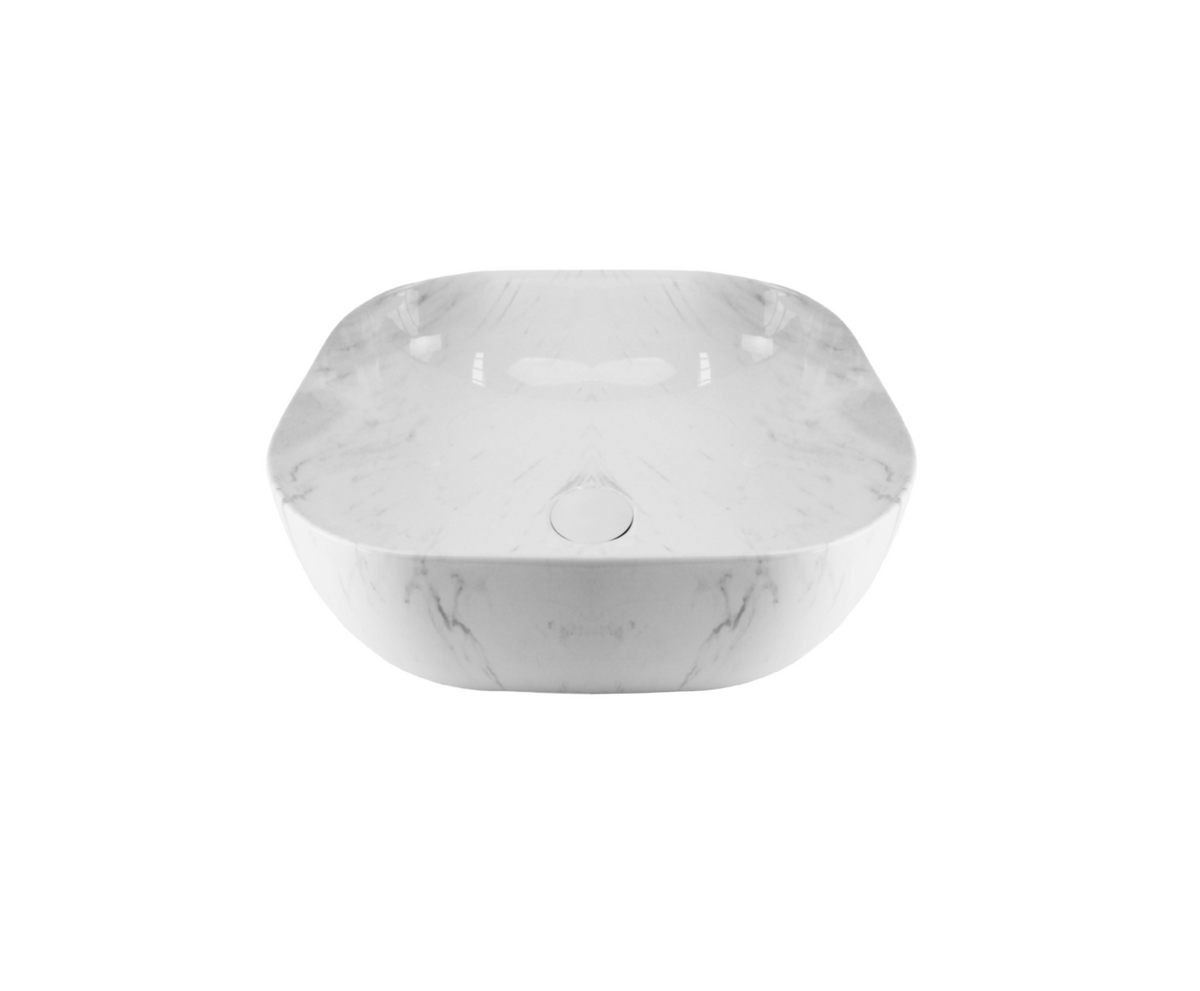 425*425*145 FEATHER EDGE SQUARE CURVE CARRARA GLOSS BASIN