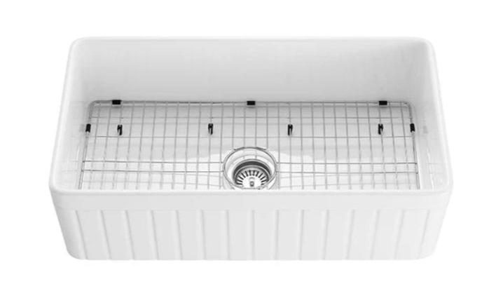 Fireclay farmhouse single sink 838*456*252mm Fluted and flat reversible - Available in 2 Colours