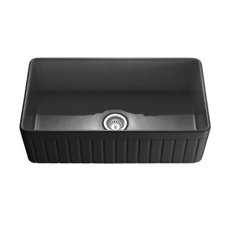 Fireclay farmhouse single sink 838*456*252mm Fluted and flat reversible - Available in 2 Colours