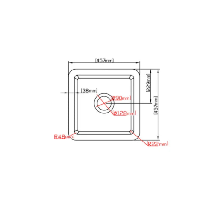 Fireclay Square Insert/Undermount Sink 457*457*228mm - Available in 2 Colours
